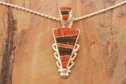 Calvin Begay Genuine Spiny Oyster Shell Sterling Silver Pendant